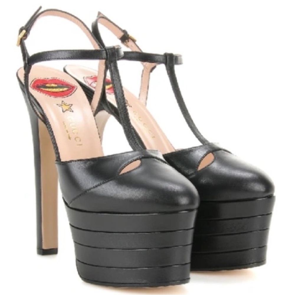 Gucci Angel Platform Pump Black Leather size 38.5 - Picture 2 of 15